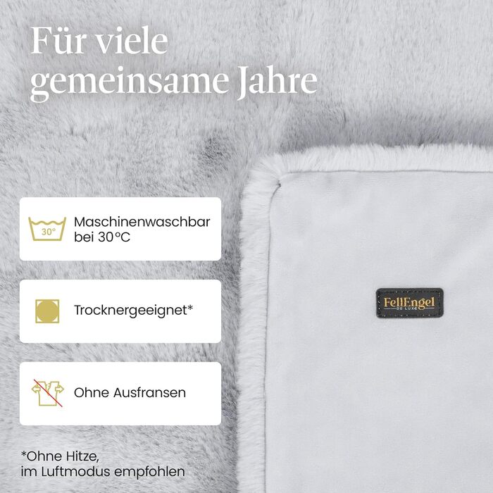 Плед для собак FellEngel de luxe® Premium, 100x70 см, веб-плюш, для собак та котів, собача лежанка, плед для тварин, ідеально для авто, дивана, прання (Cashmere Gray)