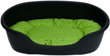 Корзина для собак Adena, 92 x 61 см, антрацит + подушка з принтими крапок, зелена, 92 x 61 x 26 см, дизайн 10