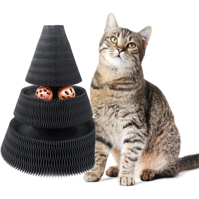 Котячий будиночок з картонної гофротари Treetop від CanadianCat - ігровий комплекс з кульками, чорний, 27,5 x 28 x 28 см