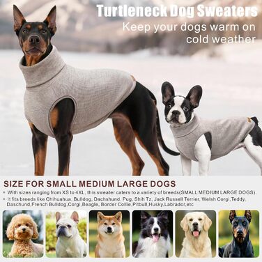 Пуловер для собак Mosucoirl: теплий, стильний, для маленьких, середніх та великих собак XS-4XL, бежевий