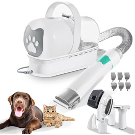 Професійний набір для грумінгу собак та котів: машинка для стрижки з пилососом, щітка, 6 інструментів, 13000 Pa, тиха робота, видалення шерсті