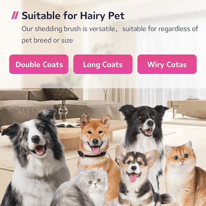 Професійна щітка для розчісування та видалення ковтунів для собак та котів, велика (рожева)