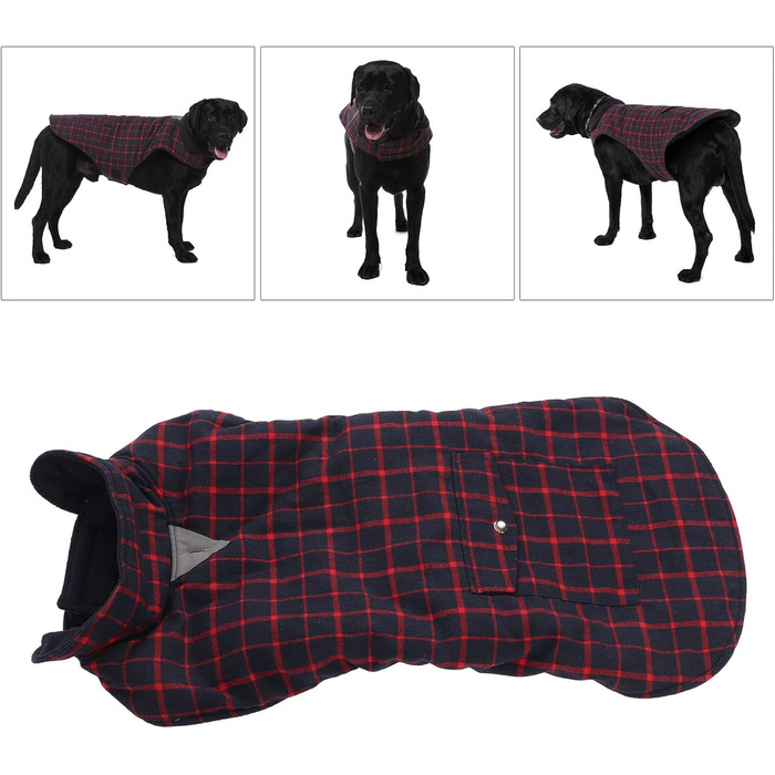 Зимовий теплий одяг для собак, вітрозахисний, в клітинку, для малих, середніх та великих собак, тепла флісова куртка для активностей на холоді (розмір S, S)