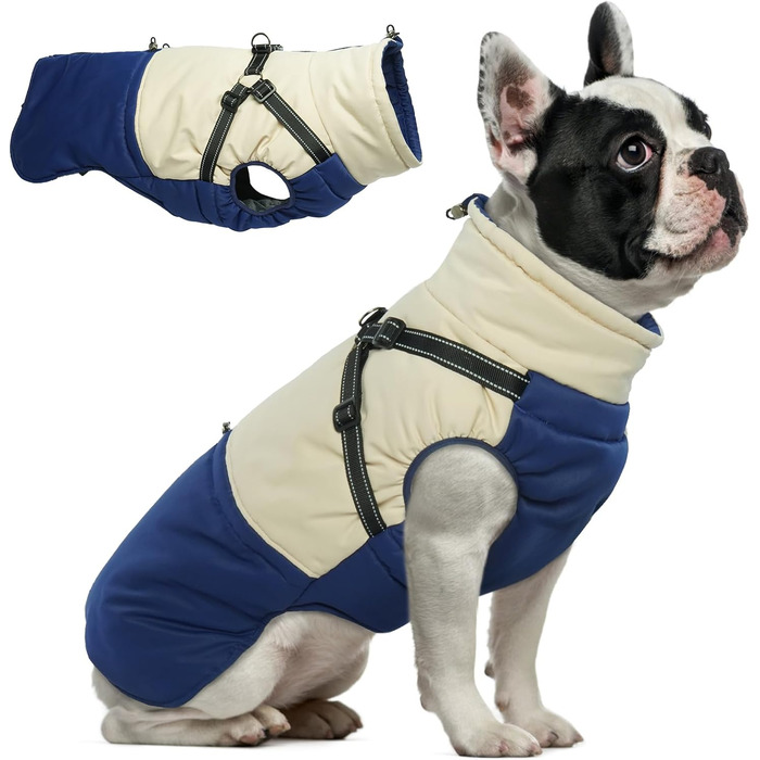 Водонепроникний зимовий одяг для собак з коміром, великий вибір розмірів (S-XXL), Marineblau