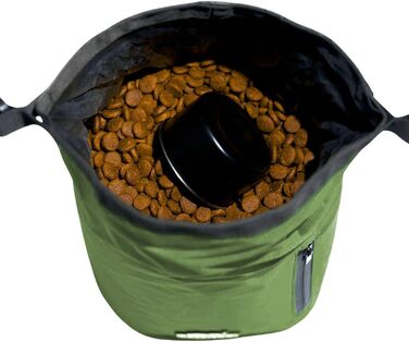 Сумка для корму для собак Callieco з мірною ложкою та кишенею на блискавці, водонепроникний контейнер для дому, подорожей, кемпінгу, перельоту та іншого (Зелений, 32 порції)