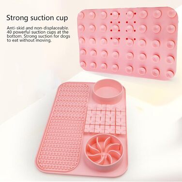 Повільний годівник для собак, лижуча килимок-пазл, годівниця для собак з присосками, килимок для лизання котів, рожевий колір A