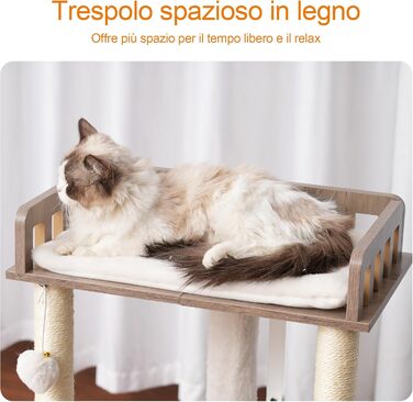 Дряпка для котів Heybly з платформою 30x50 см, когтеточка з будиночком та сизалевими стовпчиками, стабільна та безпечна для кошенят та середніх котів, колір: сіро-коричневий HCT007SSR (Greige)