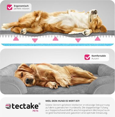 Ортопедичне ліжко для собак tectake® з memory foam, велике та середнє, м'яке та миється, кошик, лежанка, корзина, подушка (L - 94 x 72 x 18 см, L 112 x B 85 x H 18 см)