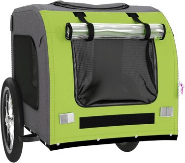 Транспортна переноска для собак та котів з металевим каркасом, Oxford-тканина, PVC-дах, 45 кг, зелено-сіра, Model93836