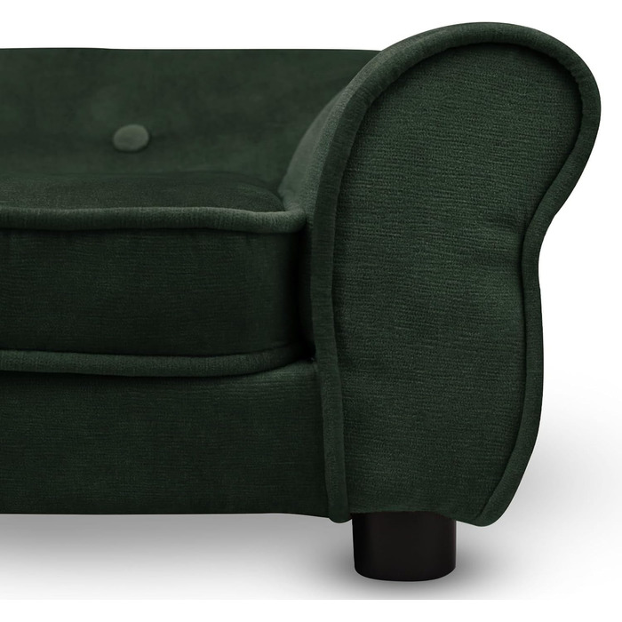 Диван-ліжко для собак і котів MG Design, зелений велюр, з підлокітниками та спинкою, міцний декоративний диван для дрібних і середніх тварин