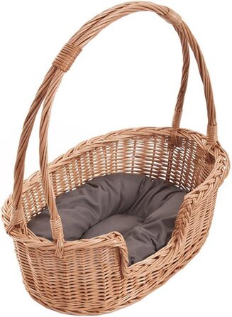 Корзина для тварин Weidentierkorb з прутької, переноска для кота з ручкою, лежанка для собаки з подушкою