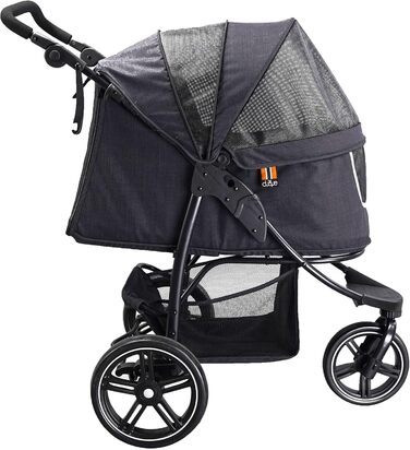 COOPER Складаний візок для собак до 32 кг | Регульована висота, кошик для покупок, Soft Touch ручки, світловідбиваючі елементи | Ідеальний для транспортування домашніх тварин (Чорний)