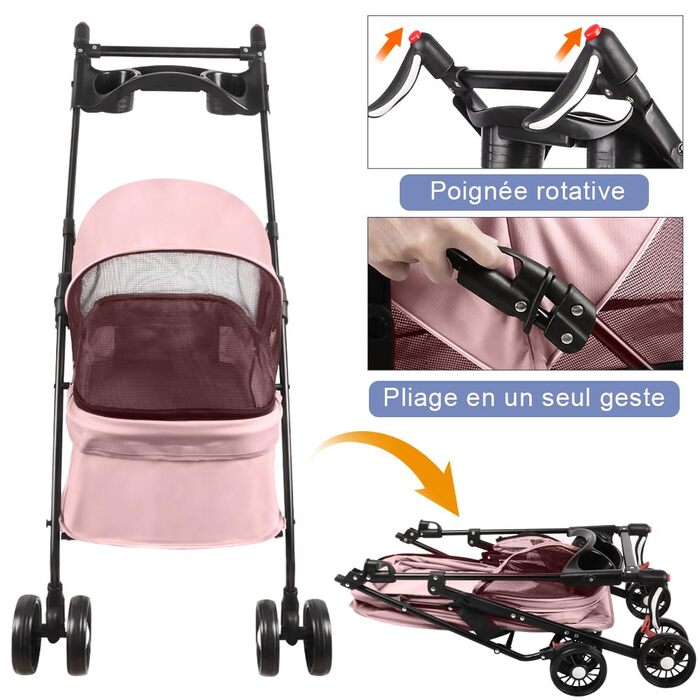 Дитяча коляска 3 в 1 для собак та котів, складні, з колесами EVA, ручка, 3 вікна з сітки, тримач для напоїв, для маленьких та літніх собак, тролей для людей з обмеженими можливостями, 50 x 70 x 95 см