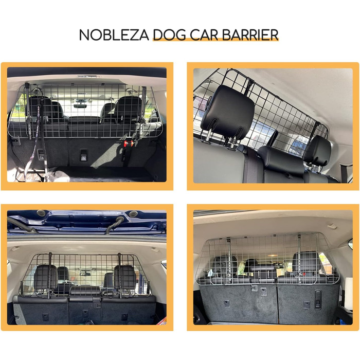 Автозахист для собак Nobleza: сталева перегородка-бар'єр у машину, 96-145x30 см
