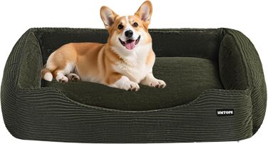 Килимок для собак, лежанка для собак з тканини Cord, S/M/L, неслизький, знімний та пральний, м'який та дихаючий, 110 x 85 x 27 см (L 90 x B 75 x H 25 см, оливковий)