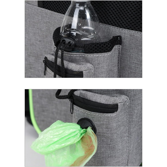 Транспортна сумка для тварин: переноска для котів та інших домашніх улюбленців. Розширювана, дихаюча, складна, для подорожей, прогулянок, транспортування. Сіра з зеленими вставками