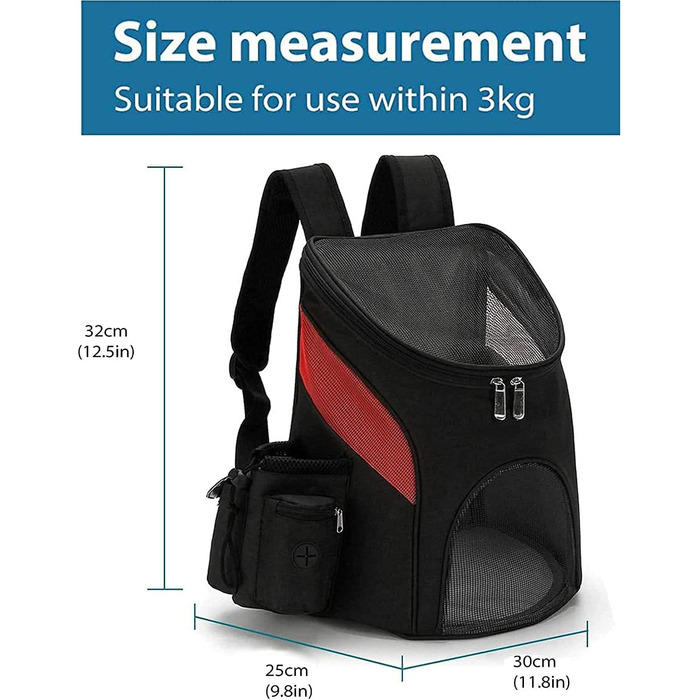 Рюкзак для кота та собаки IFIKK: зручний, дихаючий, з безпечним ремінцем. Чорний, червоний
