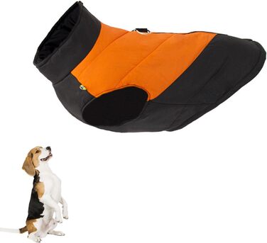 Тепла зимова куртка для собак, водонепроникна, з м'яким коміром-гетром, для малих та середніх собак, з кільцем D, помаранчевого кольору, L