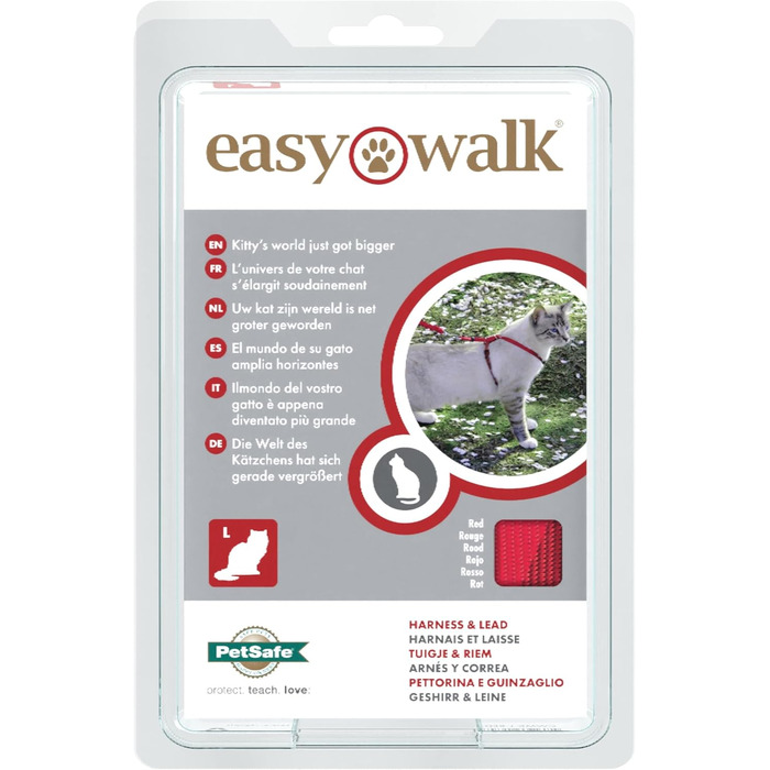Шлейка PetSafe Easy Walk для котів, з еластичною шнурковою лінійкою, розмір L, червона, CWMK-L-RED-19