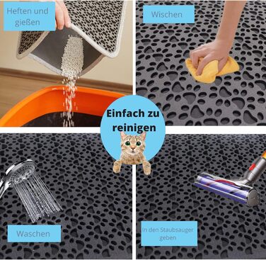 Килимок під лоток для котів, чорний 60x74 см, двошаровий, з EVA, водонепроникний, великий розмір