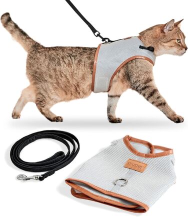 Шлейка для котів PiuPet (M) з повідком 1,2 м, протиутечна, комплект шлейка і повідок для кішок