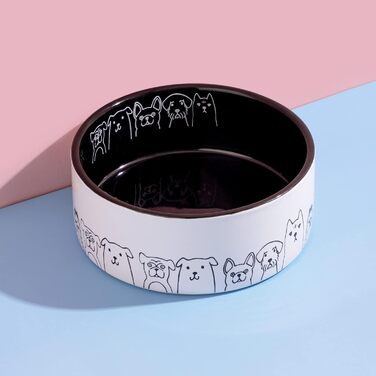 Керамічна миска для собак Fun Elements, нековзка, 200 мл, чорна, з малюнком собаки, для середніх і великих порід
