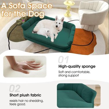 Диванчик для собак SEYNAR: м'яке крісло з велюру для великих та середніх собак, зручний диван для дому, миється