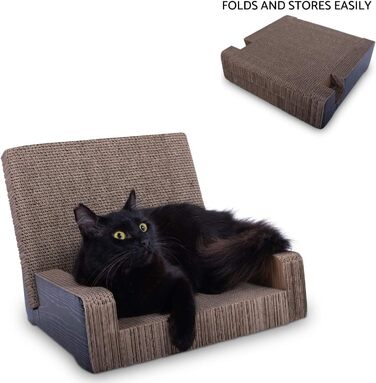 Лежак-дряпка для котів Purrfect Sofa Luxe з товстого гофрокартону, двосторонній, з котячою м'ятою