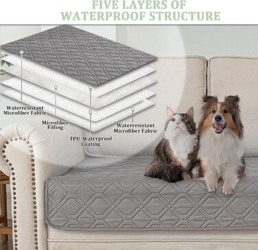 Водонепроникний килимок для собак Gekufa - двосторонній, 137x208 см, 5 шарів, для ліжка, дивана, авто