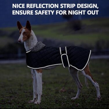 Водонепроникний зимовий одяг для породистих собак (Вінтерхаунд, Віпет, Лурчер), тепла куртка з флісовою підкладкою, для великих та середніх порід, темно-синій, розмір S (обхват спини 51-53 см)