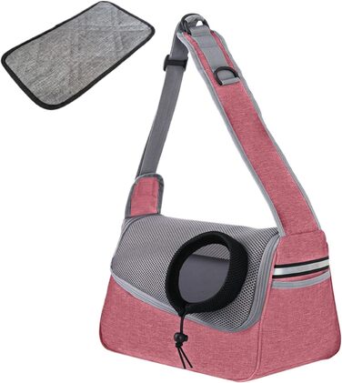 Сумка-переноска для тварин: для котів та собак, рожево-сіра-блакитна, 36x21x19 см