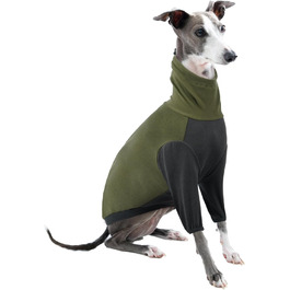 Теплий флісовий светр з високим коміром для грейхаундів, костюм, куртка, одяг для гальго, зимовий комбінезон, комфортний стиль для грейхаундів (Хакі, L)