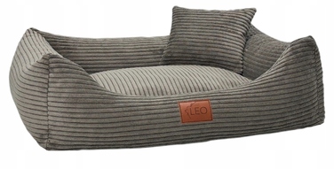 Лежанка для собак Leo4dog з вельвету, знімний чохол для прання, коричнева, розмір M (80x60 см)