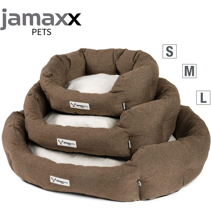 Доглядове ліжко для собак JAMAXX, м'яке, знімна подушка, коричневе, 50x40 см, пране, розмір S