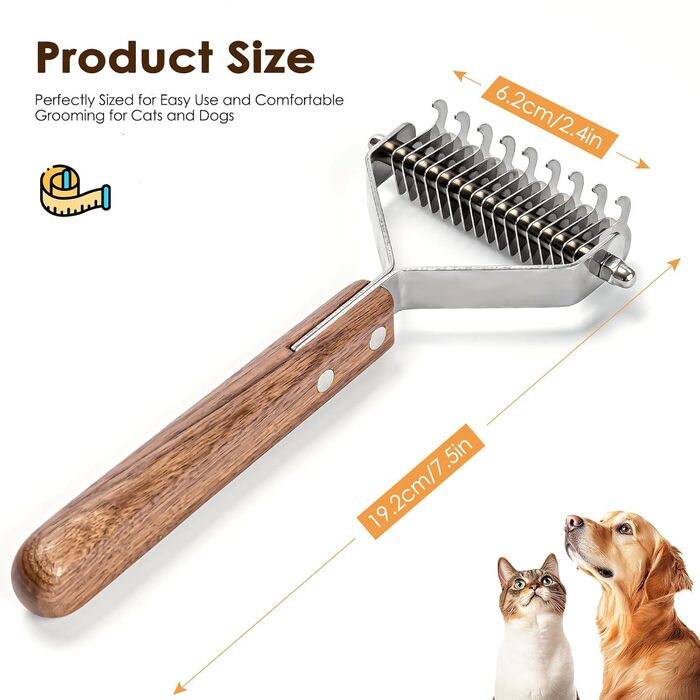 AIDIYA Coat King - щітка для грумінгу підшерстка собак, 17+9 двосторонні зубці (DUAL)