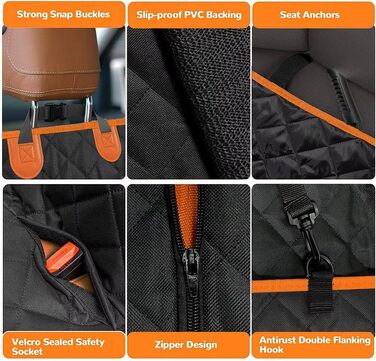 Чохол на автокрісло для собак, захист для сидіння автомобіля, водовідштовхуючий, нековзний, захист заднього сидіння для собак та дітей, 135 x 150 см