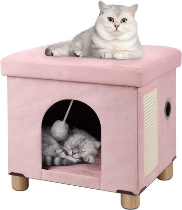 Кігтечка-будиночок для котів Brian & Dany з ігровим м'ячиком та дряпалкою, рожевий, 37,5 x 32,5 x 36 см