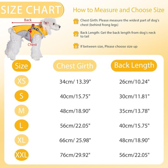 Водонепроникний зимовий одяг для собак Poseca з інтегрованим повідком (жовтий, L)