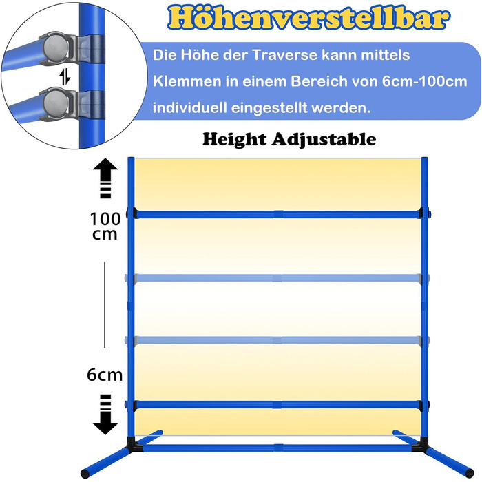 Набір для аджиліті для собак LZQ: комплектація включає 4 переносні бар'єри регульованої висоти, тренувальний набір для собак, фігури для слалому, сумка для перенесення, розмір 104x70x101 см, блакитний колір