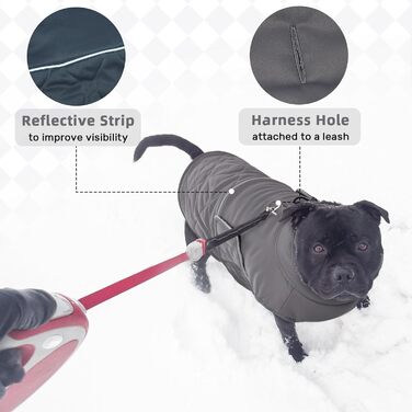 Теплий зимовий одяг для собак - куртка з отвором для шлейки, підійде для коргі, кокер-спанієль (Сірий L)