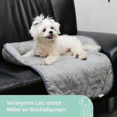 Подушка для домашніх тварин Kerbl Emalia, сіра, 60x40x12 см, поліестер. Підходить для собак та котів, захист меблів