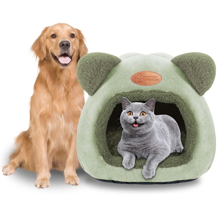 Кішка-будиночок: зручне ліжко-хатинка для котів середніх розмірів (зелене)