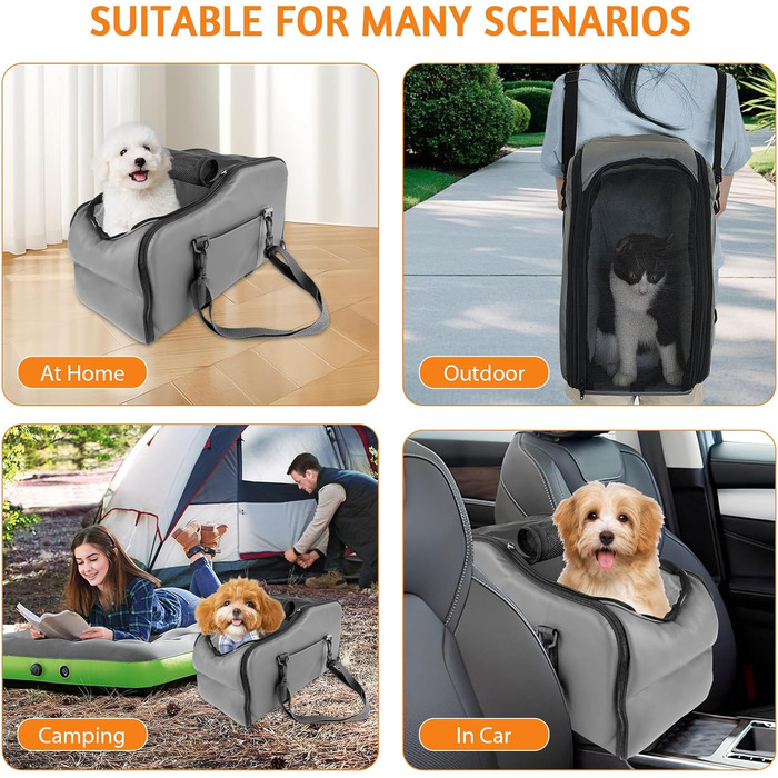 Автокрісло для собак та котів LIROPAU – зручне та безпечне автокрісло для маленьких тварин з захисними гаками та регульованими ременями