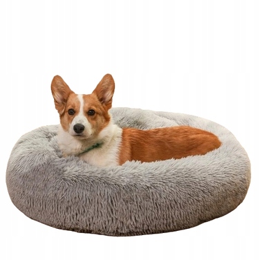 Плюшева лежанка-подушка для собак, сіра, 80 x 80 см