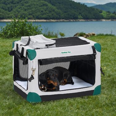 Складана переноска для собак та котів Gardner Pet Hundebox, 66x48x48 см, сіра. Підходить для тварин до 15 кг. З ручками та ковдрою.