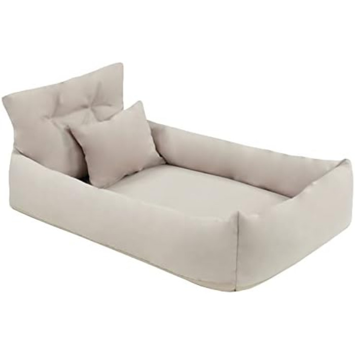 Ортопедичне ліжко для собак Juelle з штучної шкіри, диван для великих собак з ортопедичним матрацом, знімний чохол, миється, Hugo L-XXL (100x80 см, Бежевий)