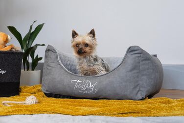 TrendPet VitaBed Style - ортопедичне ліжко для собак, штучна шкіра, плюшеве (100x90 см, сірий)