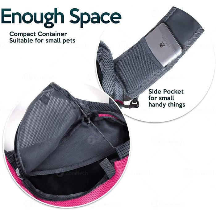 Тканинна переноска для собак, котів та дрібних тварин. Переноска-рюкзак для собак та котів, рожева, L (2-4 кг)