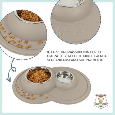 Миска для котів Patam Doppel з нержавіючої сталі з антиковзною підкладкою, не перекидається, виготовлена в Італії, Jerry Grün (Tom Beige)