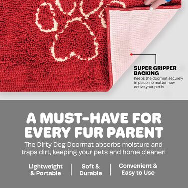 Килимок для собак Dog Gone Smart Dirty Dog: швидковисихаючий, з антиковзким покриттям, для чистого підлого – надзвичайно поглинаючий, придатний для прання, каштанового кольору, 51 x 79 см